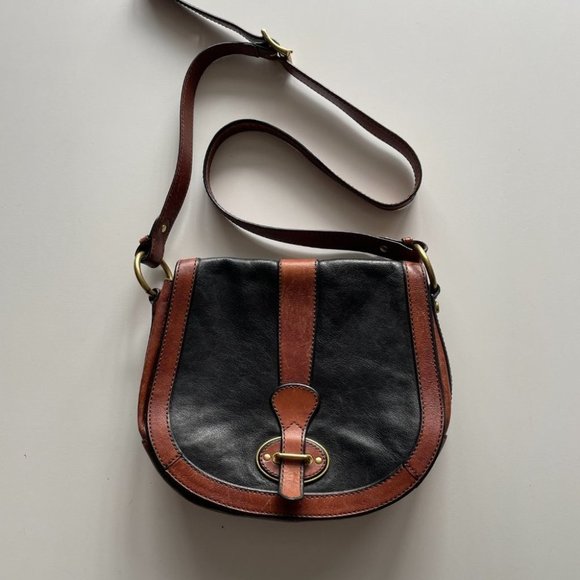 Fossil Vintage Reissue Leather Flap Crossbody Bag Brown Black 9x10 - Picture 2 of 8